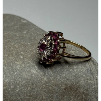 10K YELLOW GOLD RUBIES & DIAMONDS RING SIZE 6.5