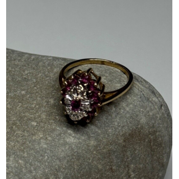 10K YELLOW GOLD RUBIES & DIAMONDS RING SIZE 6.5