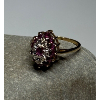 10K YELLOW GOLD RUBIES & DIAMONDS RING SIZE 6.5