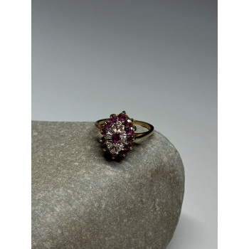 10K YELLOW GOLD RUBIES & DIAMONDS RING SIZE 6.5