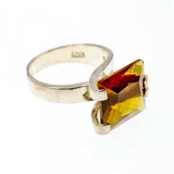 Vintage 925 Sterling Silver Heliodor Ring Size 6.75