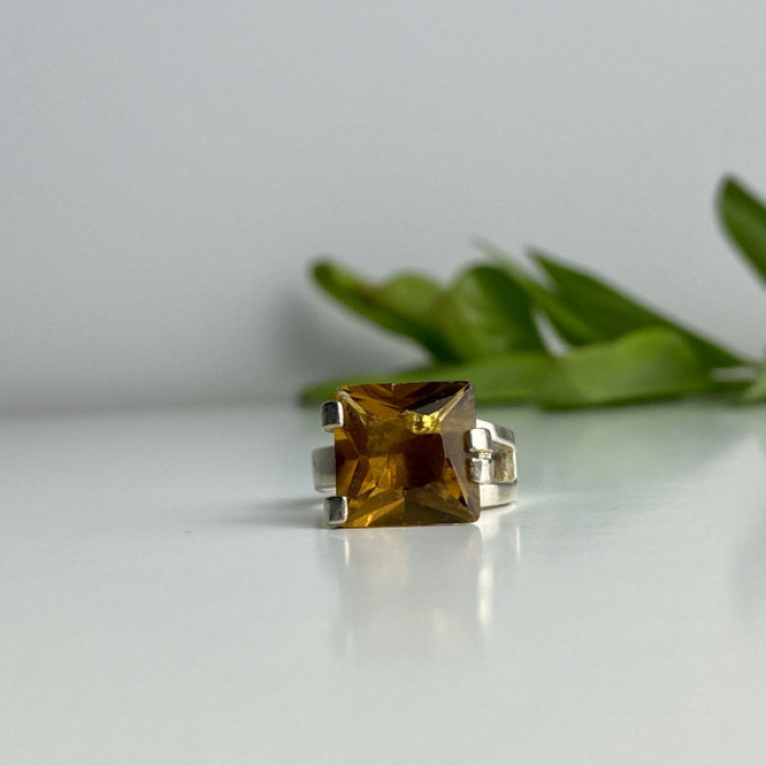 Vintage 925 Sterling Silver Heliodor Ring Size 6.75