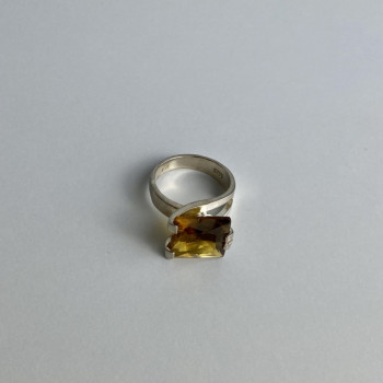 Vintage 925 Sterling Silver Heliodor Ring Size 6.75