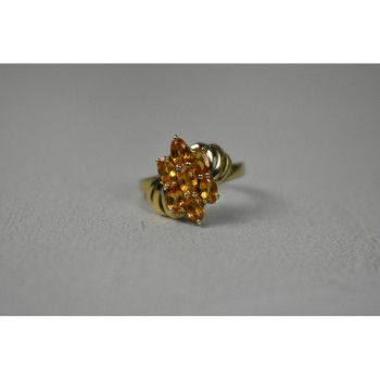 925 Sterling Silver Gold Plated Heliodor Ring Size 6.75