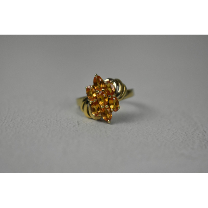 925 Sterling Silver Gold Plated Heliodor Ring Size 6.75