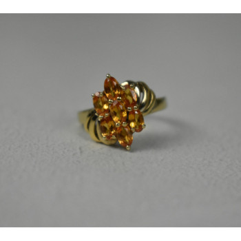 925 Sterling Silver Gold Plated Heliodor Ring Size 6.75