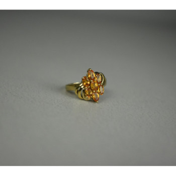 925 Sterling Silver Gold Plated Heliodor Ring Size 6.75