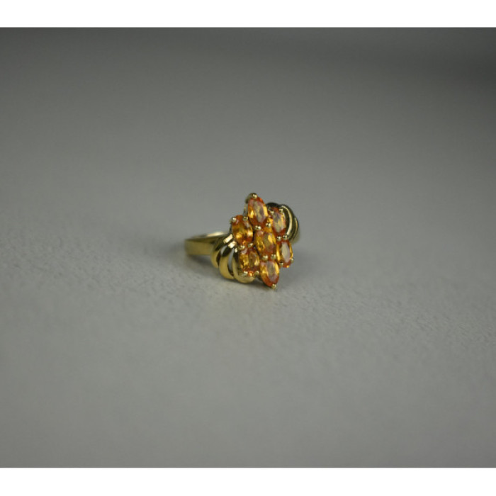925 Sterling Silver Gold Plated Heliodor Ring Size 6.75