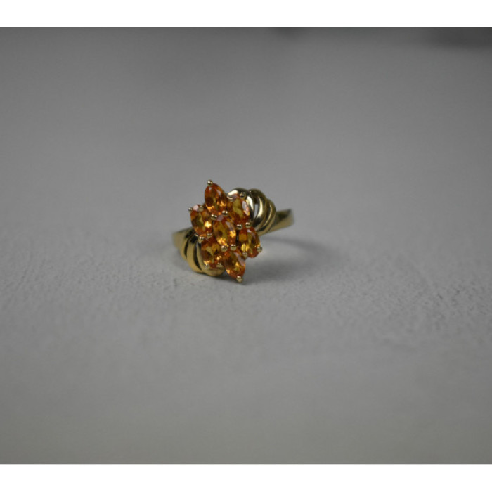 925 Sterling Silver Gold Plated Heliodor Ring Size 6.75