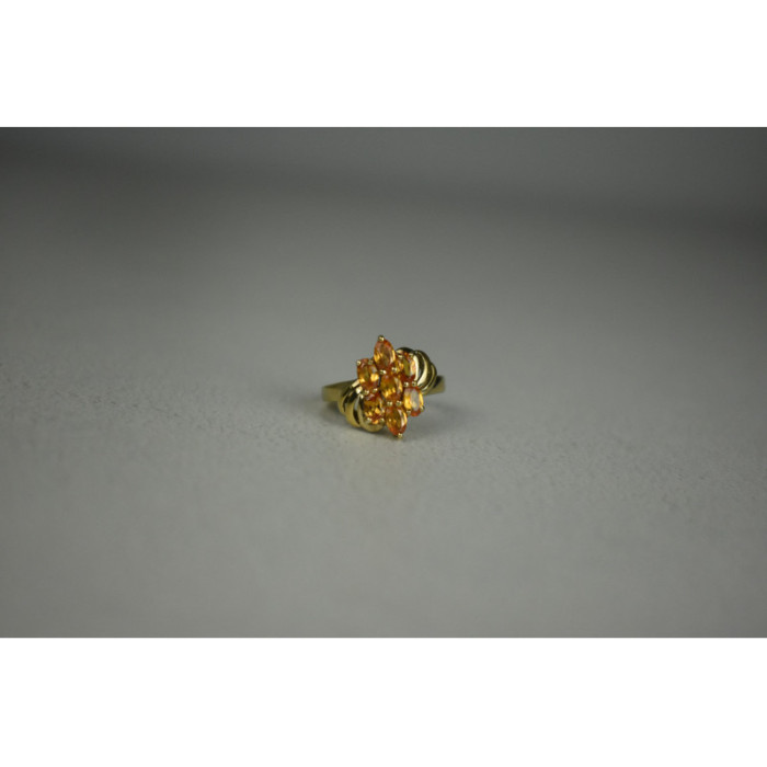 925 Sterling Silver Gold Plated Heliodor Ring Size 6.75