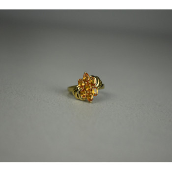 925 Sterling Silver Gold Plated Heliodor Ring Size 6.75