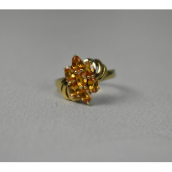 925 Sterling Silver Gold Plated Heliodor Ring Size 6.75