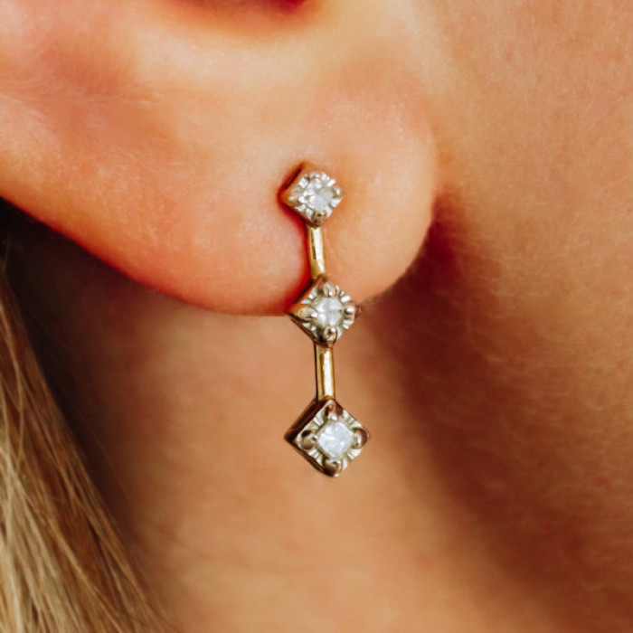 10K Yellow Gold Diamonds Earrings