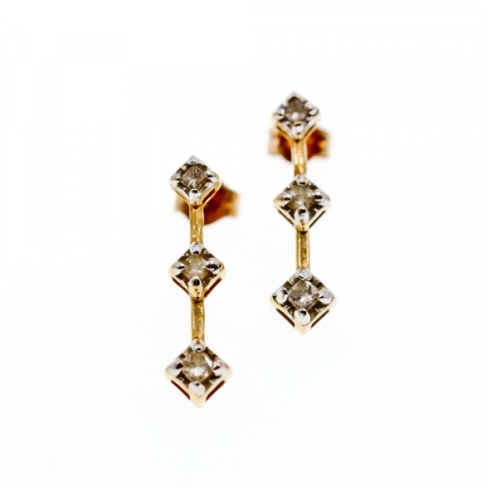 10K Yellow Gold Diamonds Earrings