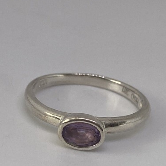 925 Sterling Silver Amethyst Ring Size 8