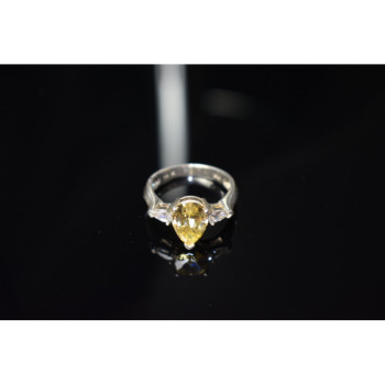 925 STERLING SILVER YELLOW CZ RING SIZE 10.5
