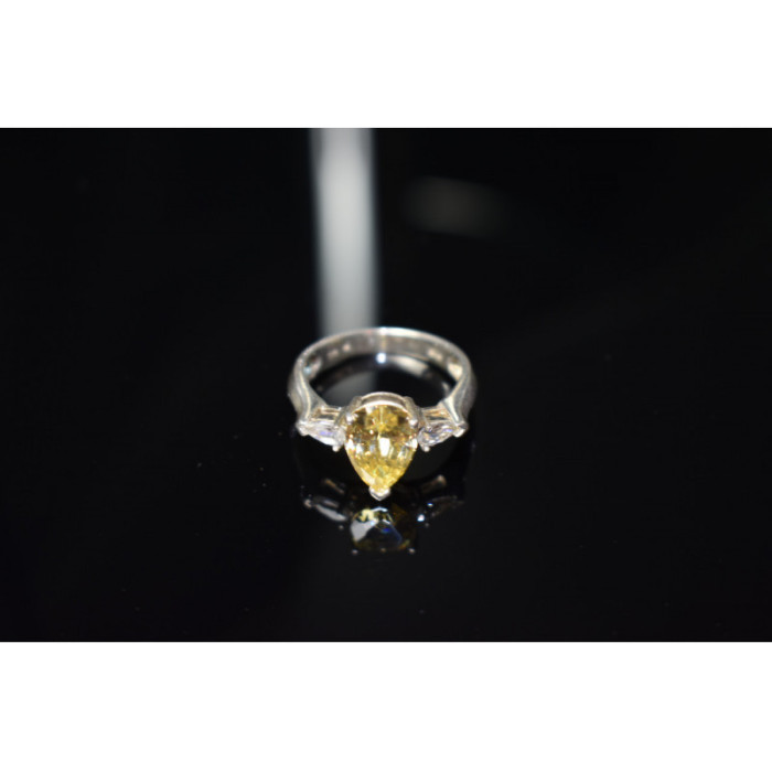 925 STERLING SILVER YELLOW CZ RING SIZE 10.5