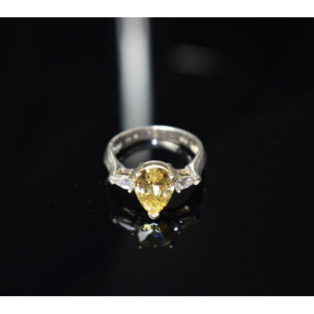 925 Sterling Silver Yellow CZ Ring Size 10.5