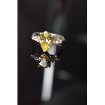 925 Sterling Silver Yellow CZ Ring Size 10.5
