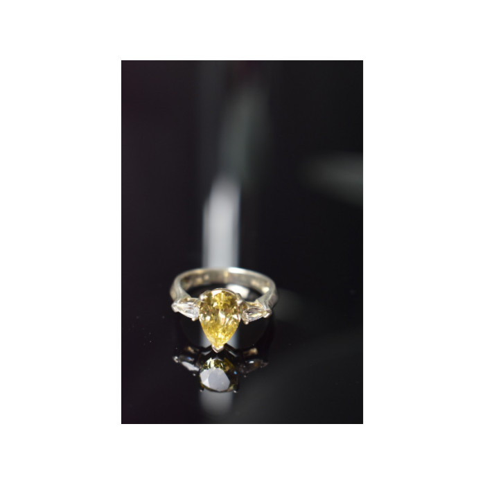 925 STERLING SILVER YELLOW CZ RING SIZE 10.5