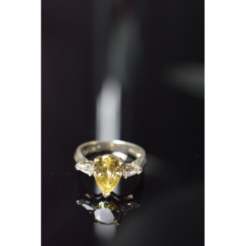 925 Sterling Silver Yellow CZ Ring Size 10.5
