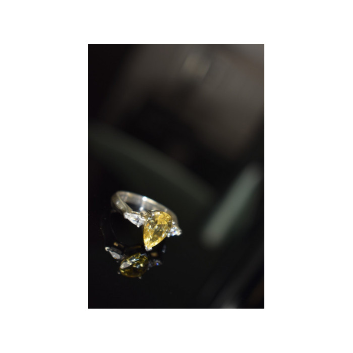 925 STERLING SILVER YELLOW CZ RING SIZE 10.5