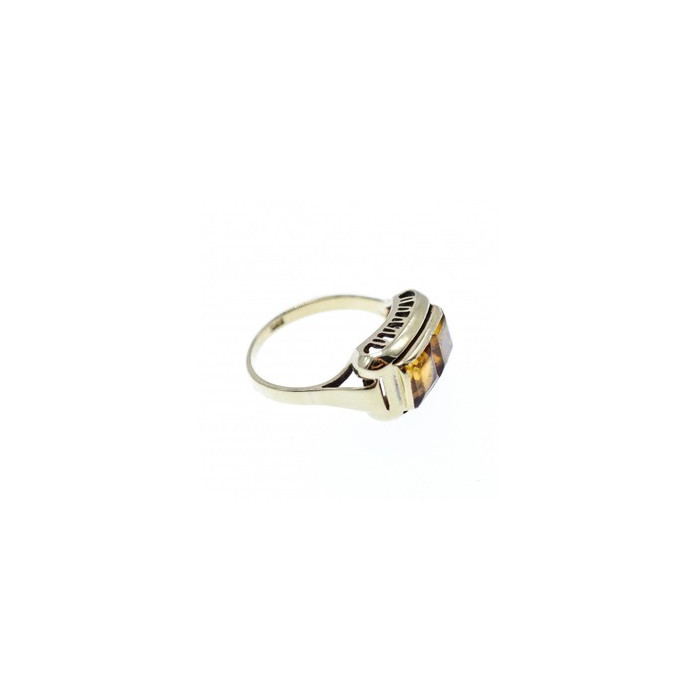 14K WHITE GOLD HESSONITE RING SIZE 7