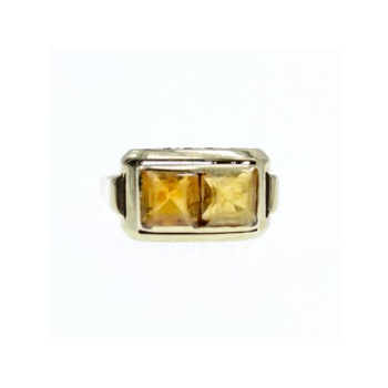 14K WHITE GOLD HESSONITE RING SIZE 7