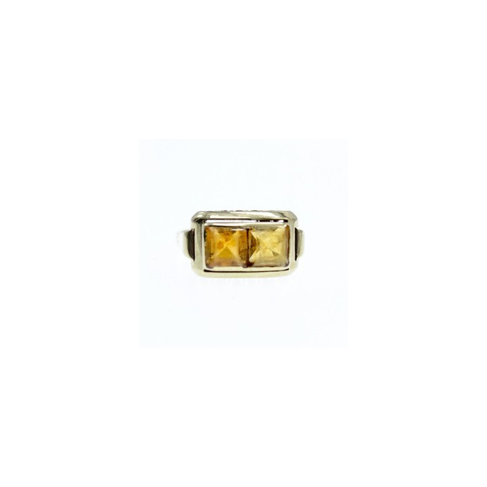 14K WHITE GOLD HESSONITE RING SIZE 7