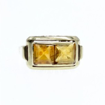 14K White Gold Hessonite Ring Size 7