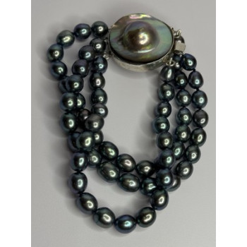 925 STERLING SILVER UNIQUE BRACELET FRESHWATER PEARLS LENGHT 8 INCH