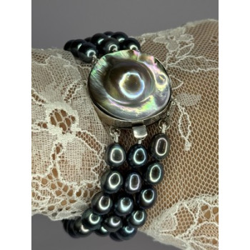 925 STERLING SILVER UNIQUE BRACELET FRESHWATER PEARLS LENGHT 8 INCH