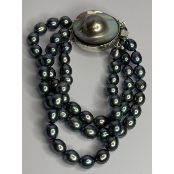 925 STERLING SILVER UNIQUE BRACELET FRESHWATER PEARLS LENGHT 8 INCH