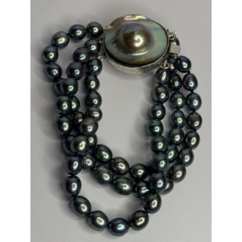 925 STERLING SILVER UNIQUE BRACELET FRESHWATER PEARLS LENGHT 8 INCH