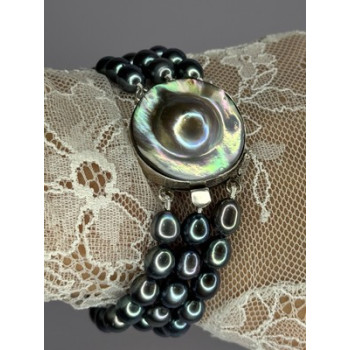 925 STERLING SILVER UNIQUE BRACELET FRESHWATER PEARLS LENGHT 8 INCH