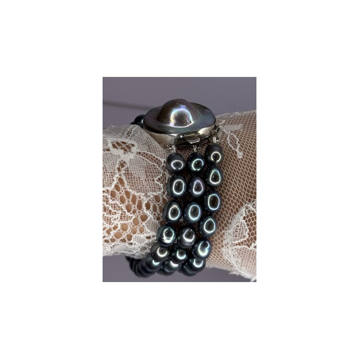 925 STERLING SILVER UNIQUE BRACELET FRESHWATER PEARLS LENGHT 8 INCH