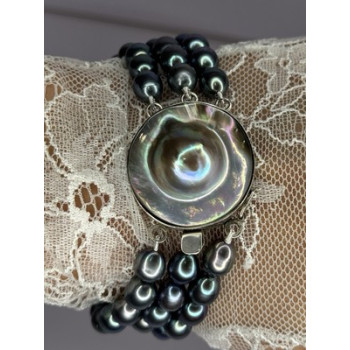 925 STERLING SILVER UNIQUE BRACELET FRESHWATER PEARLS LENGHT 8 INCH