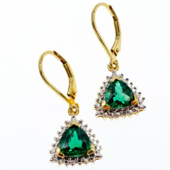 925 Sterling Silver Gold Plated Emerald Earrings