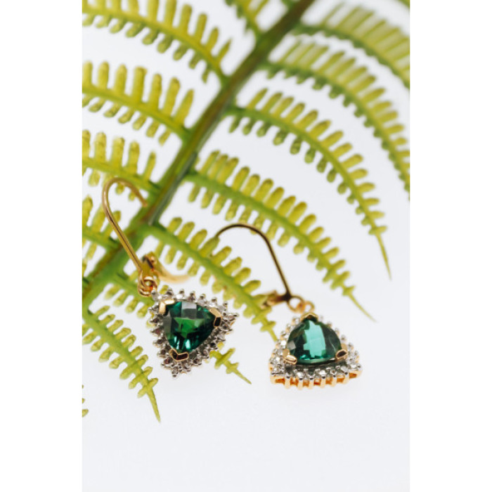 925 Sterling Silver Gold Plated Emerald Earrings
