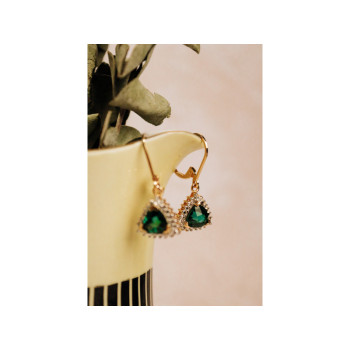 925 Sterling Silver Gold Plated Emerald Earrings