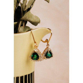 925 Sterling Silver Gold Plated Emerald Earrings