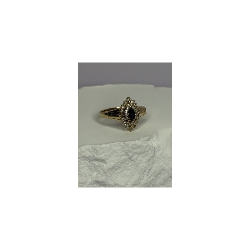 14K YELLOW GOLD SAPPHIRE & DIAMONDS RING SIZE 9