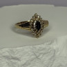 14K Yellow Gold Sapphire & Diamonds Ring Size 9