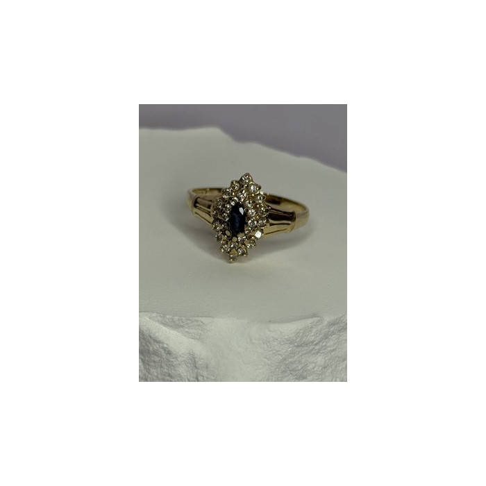 14K YELLOW GOLD SAPPHIRE & DIAMONDS RING SIZE 9