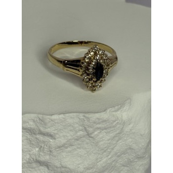 14K YELLOW GOLD SAPPHIRE & DIAMONDS RING SIZE 9