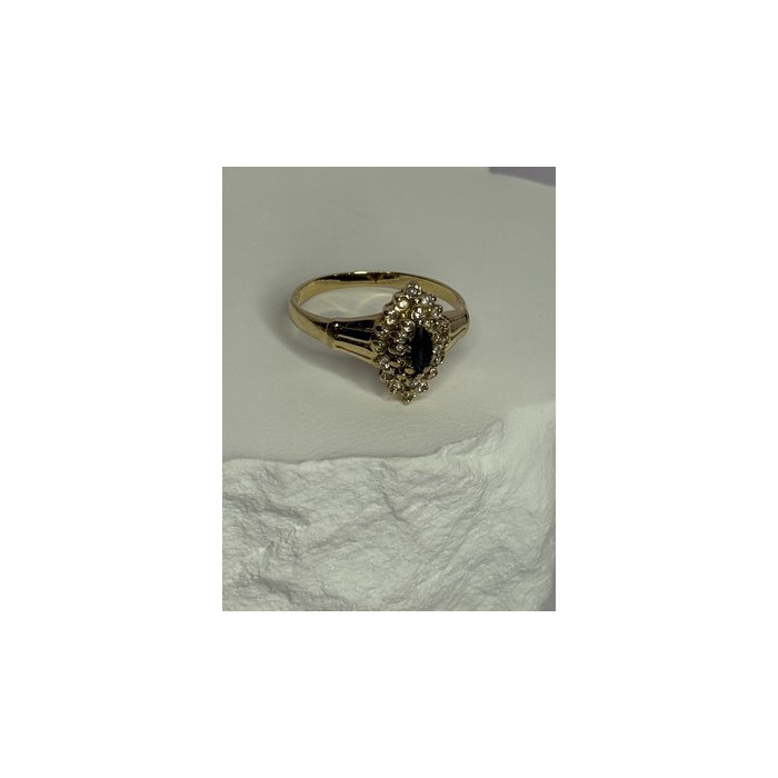 14K YELLOW GOLD SAPPHIRE & DIAMONDS RING SIZE 9