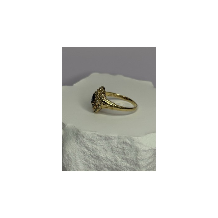 14K YELLOW GOLD SAPPHIRE & DIAMONDS RING SIZE 9