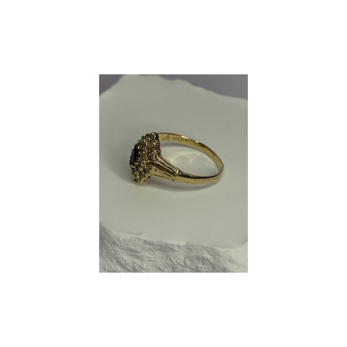 14K YELLOW GOLD SAPPHIRE & DIAMONDS RING SIZE 9