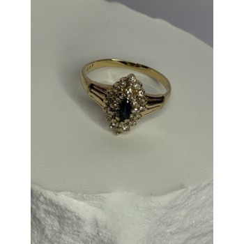 14K YELLOW GOLD SAPPHIRE & DIAMONDS RING SIZE 9