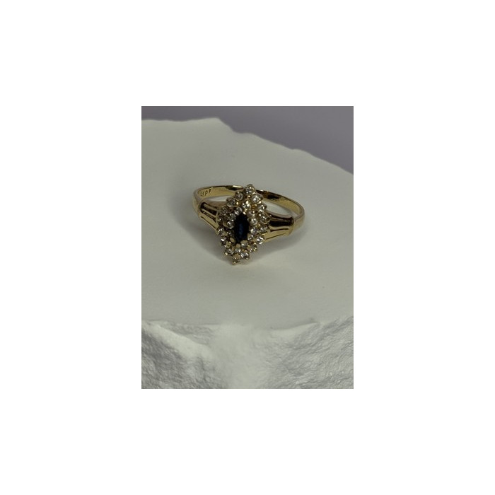 14K YELLOW GOLD SAPPHIRE & DIAMONDS RING SIZE 9
